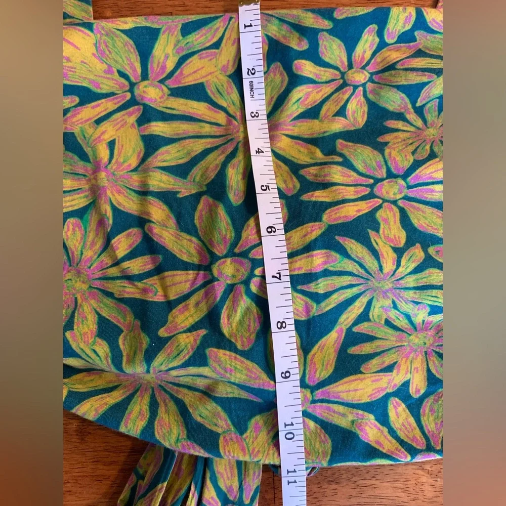 Free People Floral Tie Back Crop Top Tank Top Medium Green Pink Boho Sleevless - Picture 7 of 8